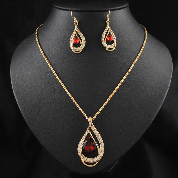 Double Drop Crystal Set Necklace & Earrings - Image 2