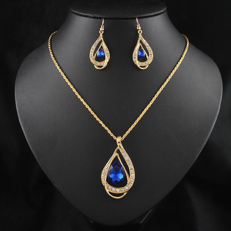 Double Drop Crystal Set Necklace & Earrings - Image 3